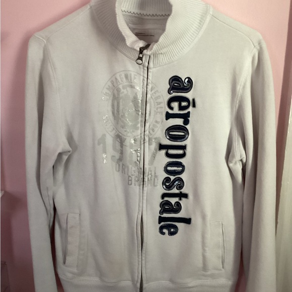 Aeropostale Cream Zip-Up Sweatshirt - Picture 1 of 2